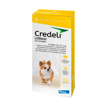 Credeli™ comprimido antipulgas e carrapatos para cães de 1,3 a 2,5kg - 56,25mg COM 1 COMPRIMIDO
